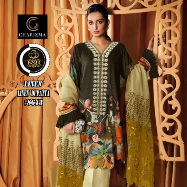 Charizma 3piece Unstitched Linen Suit